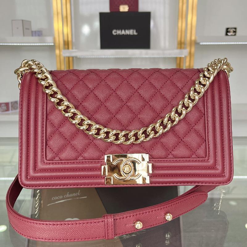 Chanel 2.55 Classic A67086 Fine Ball Pattern Lingge Wine Red Bright Gold Buckle